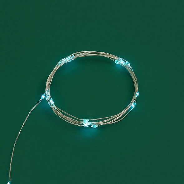 Гирлянда светодиодная Роса 2м, 20LED, ГОЛУБОЙ, IP20, тонкий батарейный блок, 2хCR2032 в комплекте NEON-NIGHT