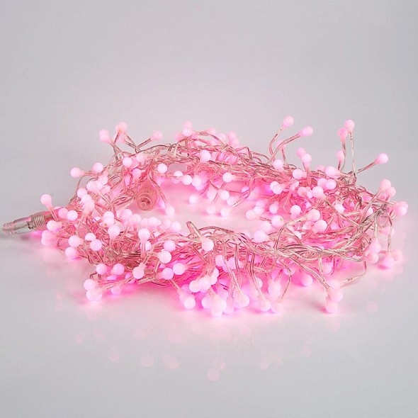 Гирлянда Мишура LED 3 м прозрачный ПВХ, 288 диодов, цвет розовый