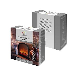 Светодиодный камин Шале с эффектом живого огня 30х13х28 см, батарейки 3хС (не в комплекте) или от USB (в комплекте)