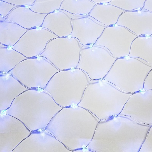 Гирлянда сеть 1,8х1,5м, прозрачный ПВХ, 180 LED, Синий