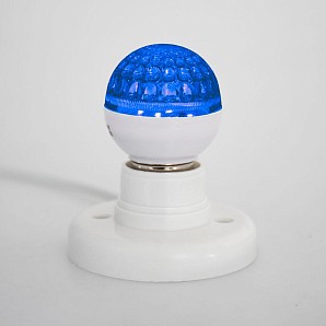 Лампа светодиодная, диаметр 50мм, E27, 9 LED, 1Вт, СИНИЙ, прозрачная колба, 230В NEON-NIGHT