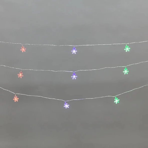 Гирлянда светодиодная Снежинки большие 5м, 20LED, IP20, прозрачный провод, свечение мульти (RG/RB), мигание, 230В NEON-NIGHT