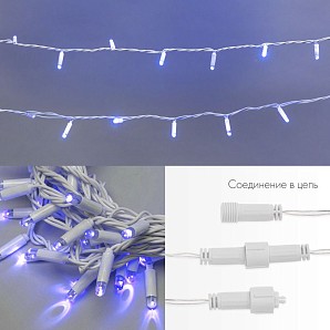 Гирлянда светодиодная Нить 10м 100 LED СИНИЙ белый ПВХ IP65 эффект мерцания 230В соединяется нужен блок 303-500-1 NEON-NIGHT
