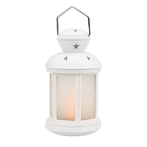 Декоративный фонарь 12х12х20,6 см, белый корпус, теплый белый цвет свечения с эффектом пламени свечи NEON-NIGHT