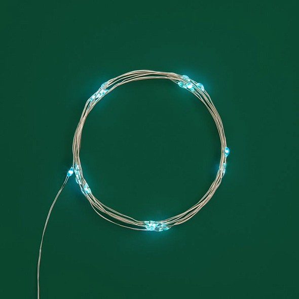 Гирлянда светодиодная Роса 2м, 20LED, ГОЛУБОЙ, IP20, тонкий батарейный блок, 2хCR2032 в комплекте NEON-NIGHT