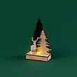 Деревянная фигурка с подсветкой Елочка с оленем 12x6x21,5 см