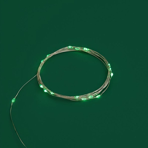 Гирлянда светодиодная Роса 2м, 20LED, ЗЕЛЕНЫЙ, IP20, 2хCR2032 в комплекте NEON-NIGHT