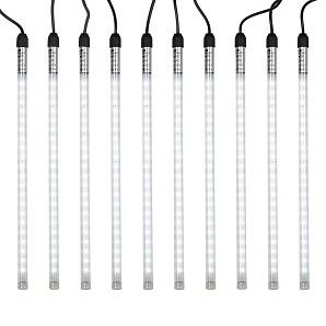 Гирлянда Тающие сосульки комплект 10 шт. х 30см, шаг 100см, 420 LED БЕЛЫЙ, черный каучук, IP65, 24В, соединяется NEON-NIGHT