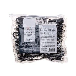 Гирлянда светодиодная Нить 10м 100 LED ТЕПЛЫЙ БЕЛЫЙ черный ПВХ IP65 эффект мерцания 24В соединяется NEON-NIGHT нужен трансформатор 531-100/531-311/531-312