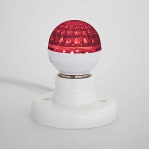 Лампа шар e27 10 LED Ø50мм красная 24В (постоянное напряжение)