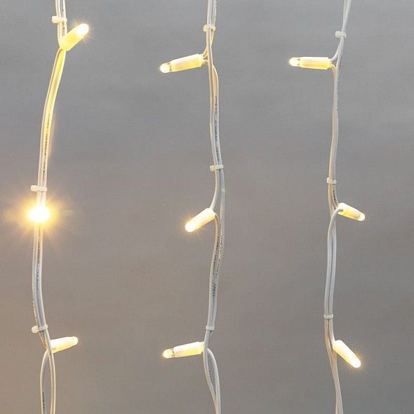 Гирлянда светодиодная Бахрома (Айсикл) 5х0,7м 152 LED ТЕПЛЫЙ БЕЛЫЙ белый каучук 2,3мм IP67 эффект мерцания 230В нужен блок 315-001 NEON-NIGHT