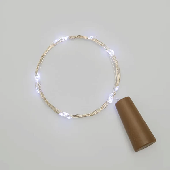 Гирлянда светодиодная Роса с пробкой 2м, 20LED, БЕЛЫЙ, IP20, 3хLR44 в комплекте NEON-NIGHT