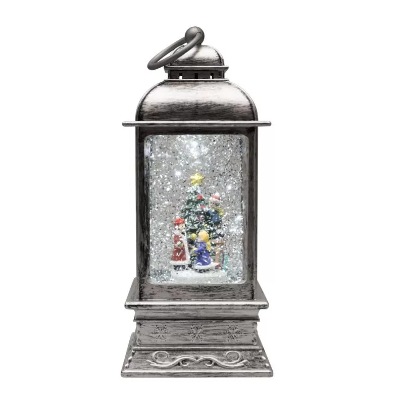 Декоративный фонарь с эффектом снегопада и подсветкой Рождество, белый