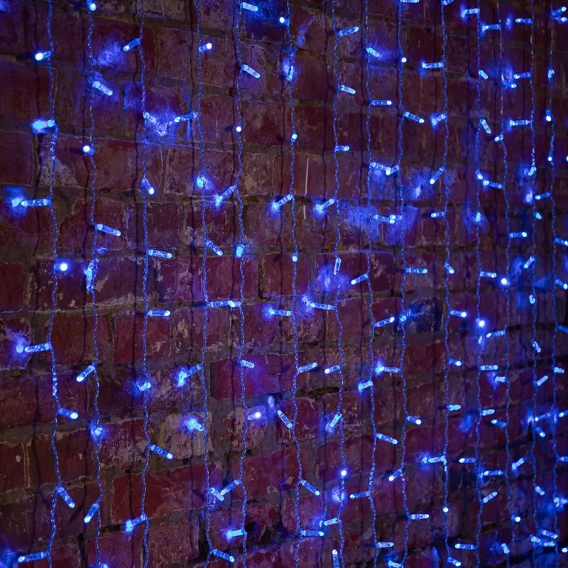 Гирлянда светодиодная Занавес 2х1,5м 192 LED СИНИЙ прозрачный ПВХ IP65 постоянное свечение 230В блок в комплекте NEON-NIGHT