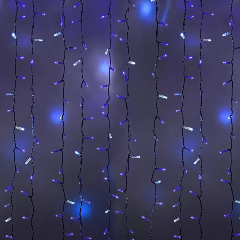 Гирлянда светодиодная Занавес 2х3м 600 LED СИНИЙ белый ПВХ IP65 эффект мерцания 230В  нужен блок 303-500-1 NEON-NIGHT