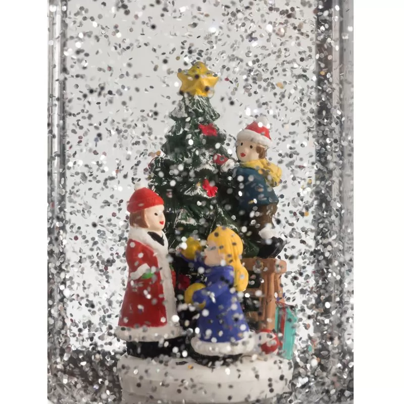 Декоративный фонарь с эффектом снегопада и подсветкой Рождество, белый