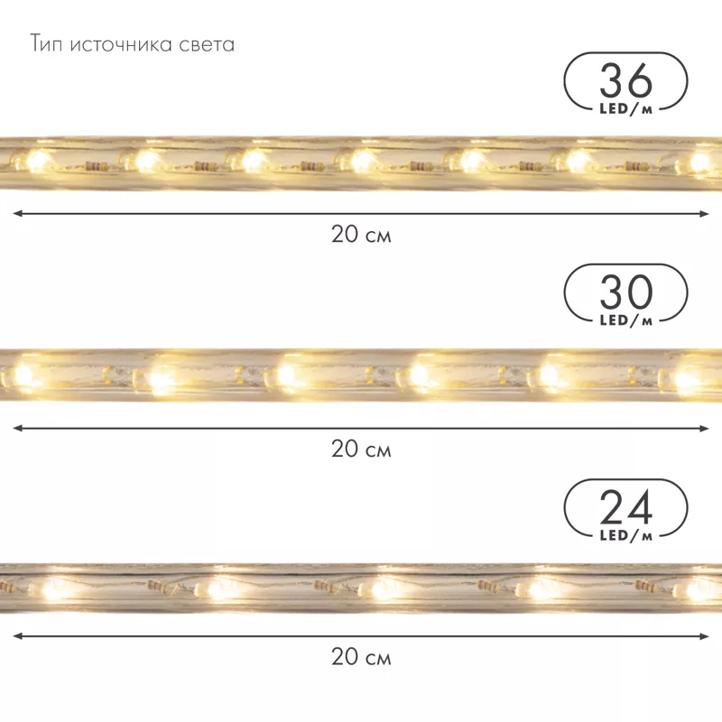Дюралайт LED, постоянное свечение (2W) - белый, 24 LED/м Ø10мм, бухта 100м